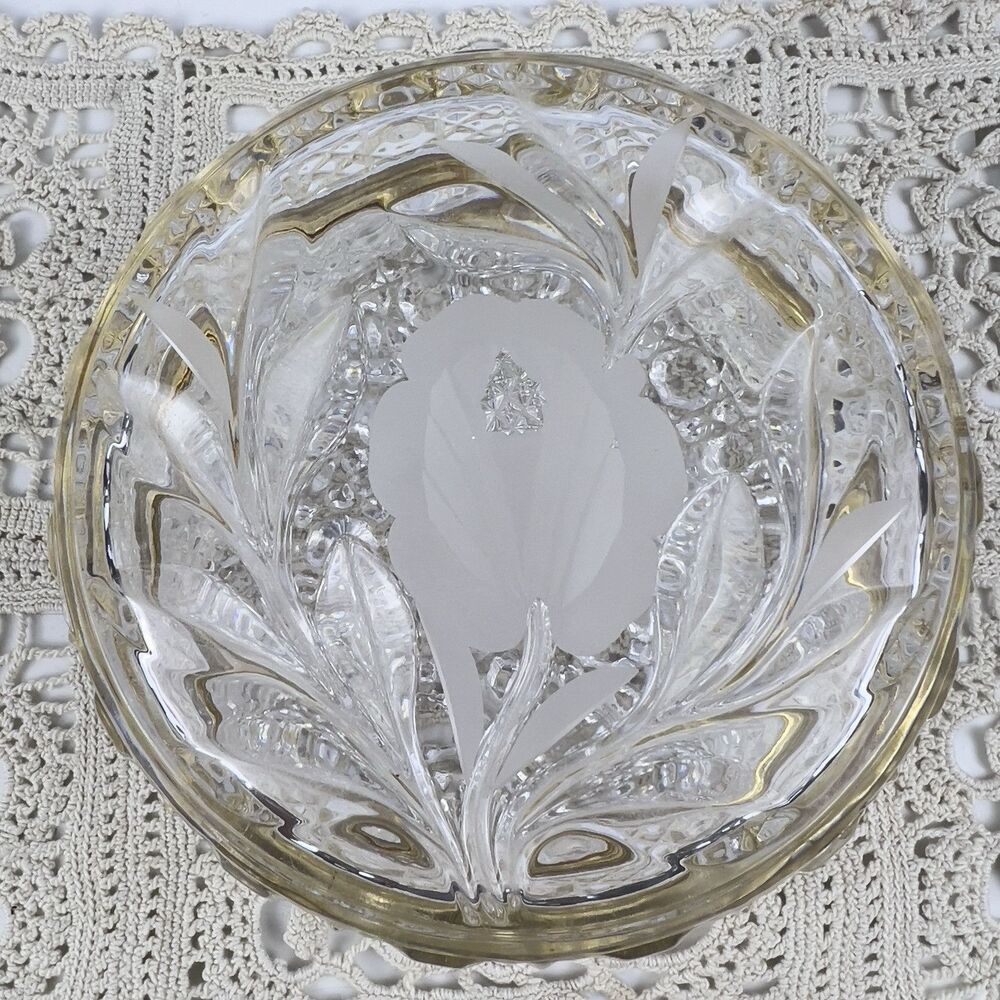 Vtg French Cut & Formed Glass Baccarat Style Jewelry Casket Trinket Box 4.75” - Picture 5 of 14